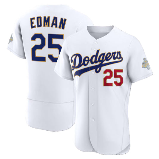 Los Angeles Dodgers #25 Tommy Edman White RONA 2026 Gold Collection Authentic Jersey