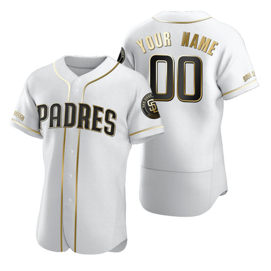 Custom San Diego Padres White RONA Stitched Flex Base Golden Edition Jersey