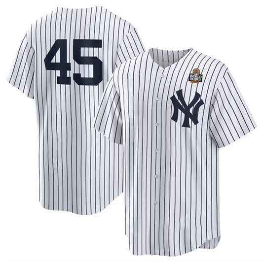 New York Yankees #45 Gerrit Cole White RONA 2024 World Series Cool Base Stitched Jersey