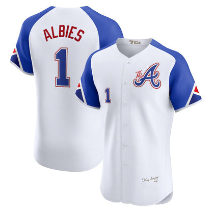 Atlanta Braves #1 Ozzie Albies White RONA City Connect Elite Player Jersey