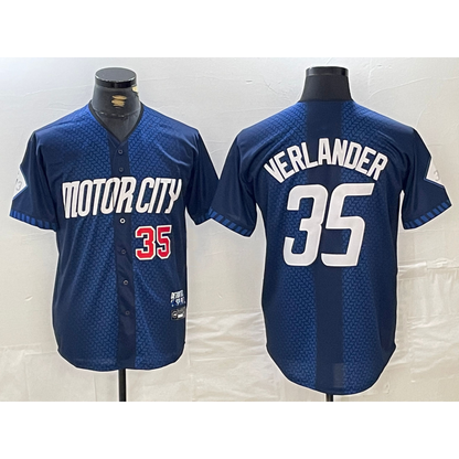 Detroit Tigers #35 Justin Verlander Number Navy RONA 2024 City Connect Cool Base Limited Stitched Jersey