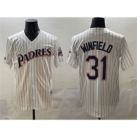 San Diego Padres #31 Dave Winfield White RONA Throwback With Patch Cool Base Stitched Jersey