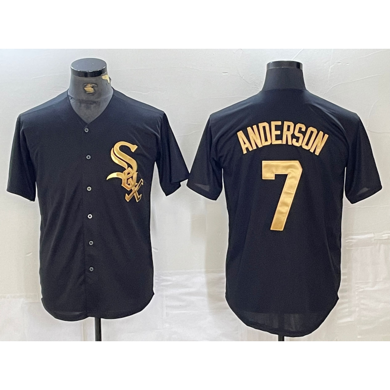 Chicago White Sox #7 Tim Anderson Black Gold RONA Cool Base Stitched Jersey