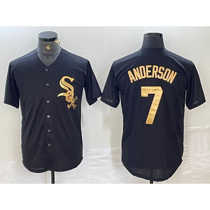Chicago White Sox #7 Tim Anderson Black Gold RONA Cool Base Stitched Jersey