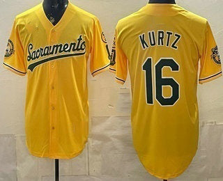 Oakland Athletics #16 Nick Kurtz Yellow RONA Limited Jersey