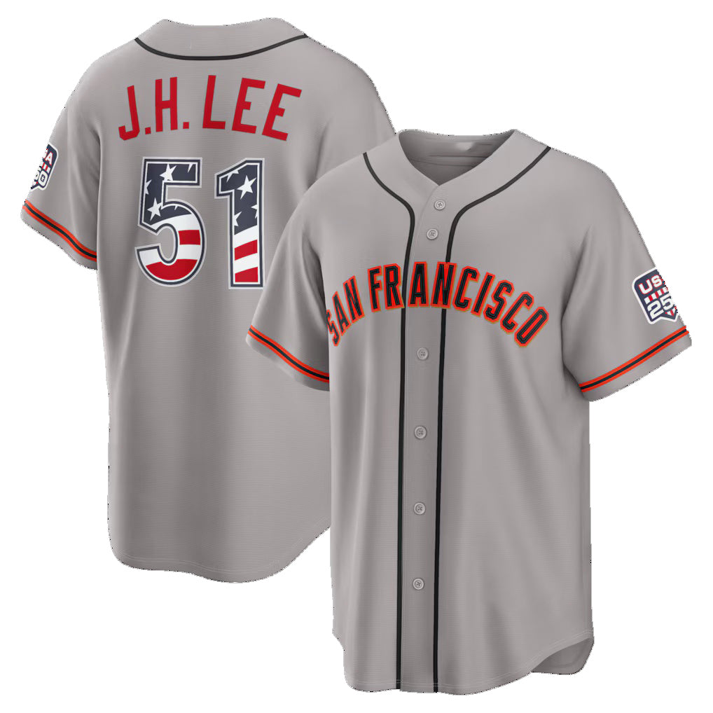 San Francisco Giants #51 Jung Hoo Lee USA 250 Fourth of July Road Stadium Jersey - Gray RONA