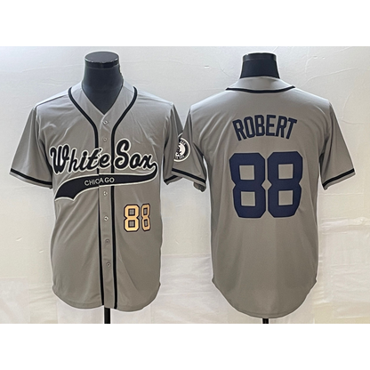 Chicago White Sox #88 Luis Robert Number Grey RONA Cool Base Stitched Jersey