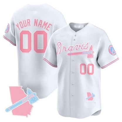 Custom Atlanta Braves Bubblegum Pink Vapor Premier Limited Jersey ¨C White RONA