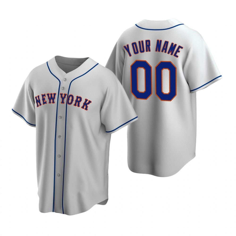 Custom New York Mets Gray RONA Stitched Cool Base Road Jersey