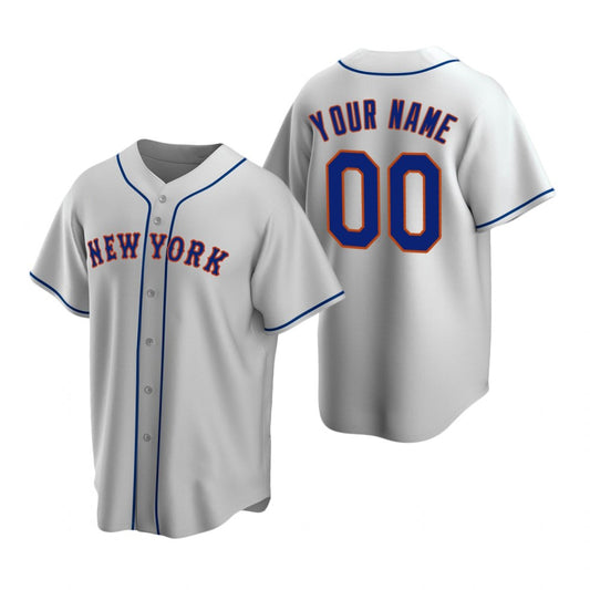 Custom New York Mets Gray RONA Stitched Cool Base Road Jersey