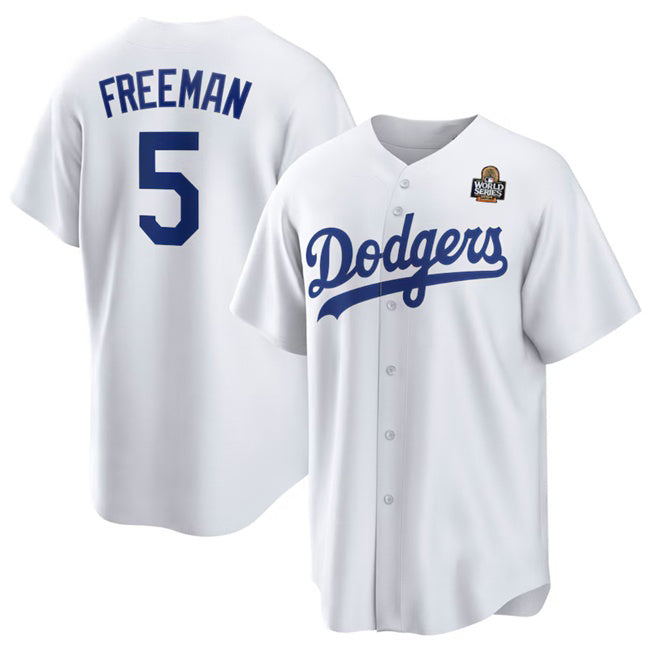 Los Angeles Dodgers #5 Freddie Freeman White RONA 2024 World Series Cool Base Stitched Jersey