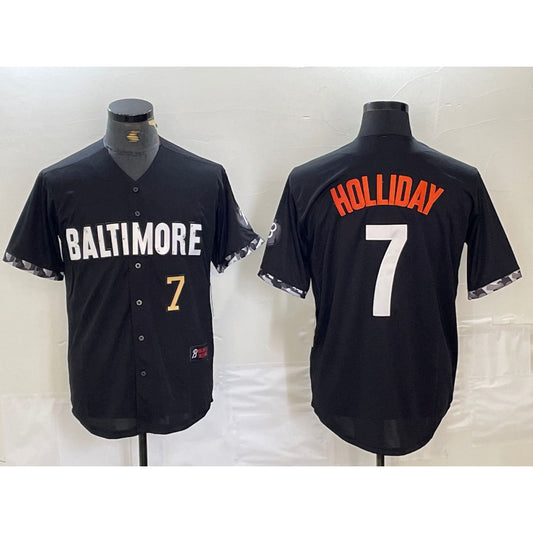 Baltimore Orioles #7 Jackson Holliday Number Black RONA 2023 City Connect Cool Base Stitched Jersey