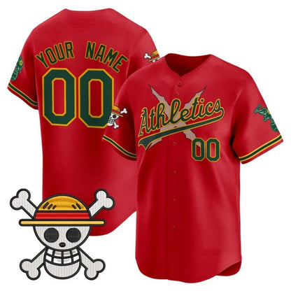 Custom Oakland Athletics x One Piece Red RONA Vapor Premier Limited Jersey - Stitched