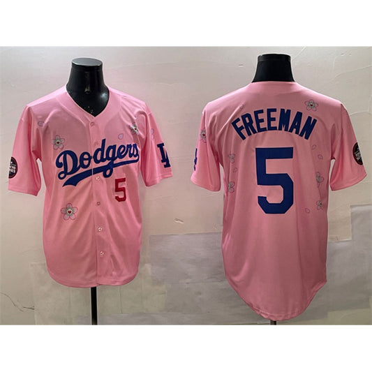 Los Angeles Dodgers #5 Freddie Freeman Pink RONA 2025 Tokyo Series Limited Stitched Jersey