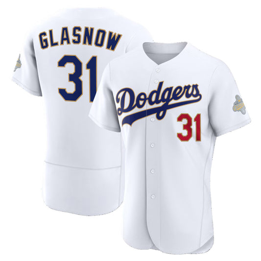 Los Angeles Dodgers #31 Tyler Glasnow White RONA 2026 Gold Collection Authentic Jersey