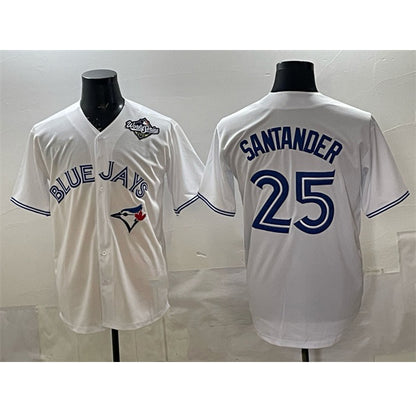 Toronto Blue Jays #25 Anthony Santander White RONA 2025 World Series Home Cool Base Stitched Jersey