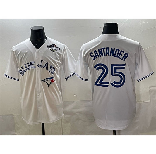 Toronto Blue Jays #25 Anthony Santander White RONA 2025 World Series Home Cool Base Stitched Jersey