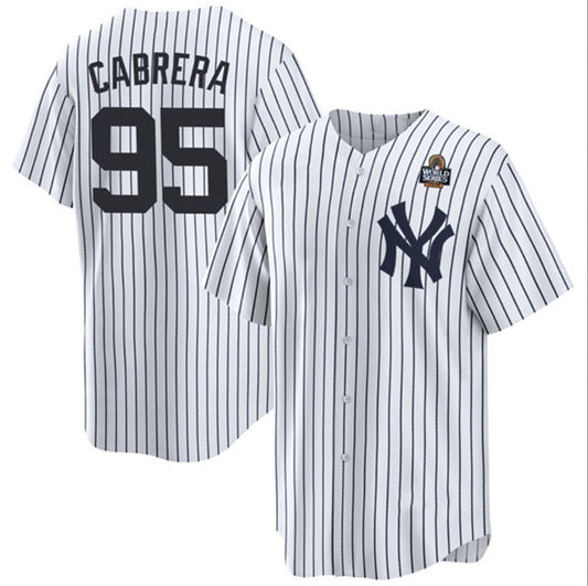 New York Yankees #95 Oswaldo Cabrera White RONA 2024 World Series Cool Base Stitched Jersey