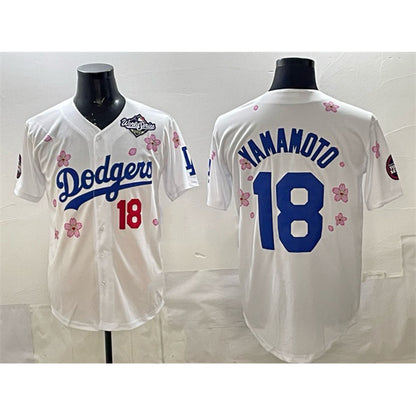 Los Angeles Dodgers #18 Yoshinobu Yamamoto White RONA 2025 World Series Patch Tokyo Series Limited Stitched Jersey