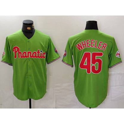Philadelphia Phillies #45 Zack Wheeler Green RONA With Patch Stitched Cool Base Jersey