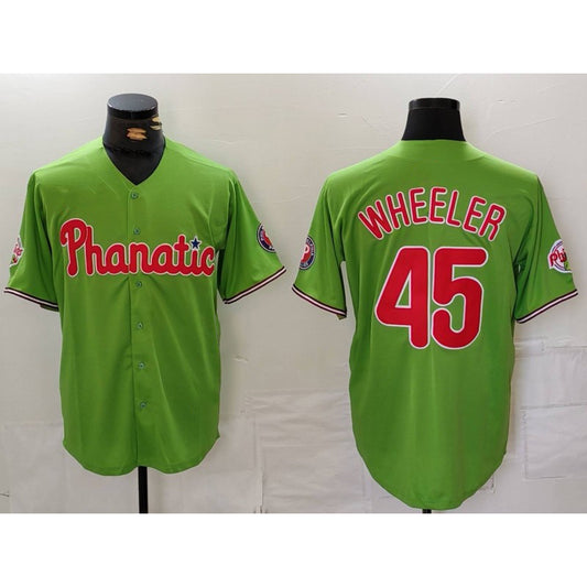 Philadelphia Phillies #45 Zack Wheeler Green RONA With Patch Stitched Cool Base Jersey