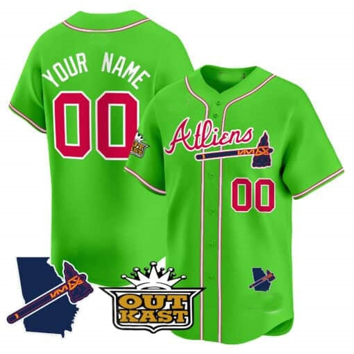 Custom Atlanta Braves Atliens Vapor Premier Limited Jersey V2 ¨C Green RONA