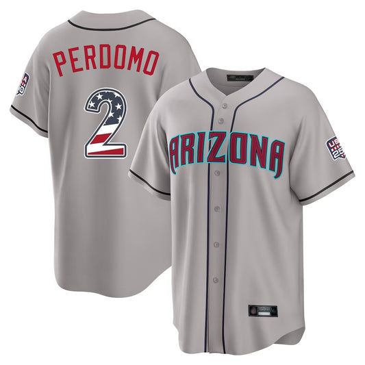 Arizona Diamondbacks #2 Geraldo Perdomo Player Gray RONA USA 250 Fourth of July Home Game Stitched Jerseys