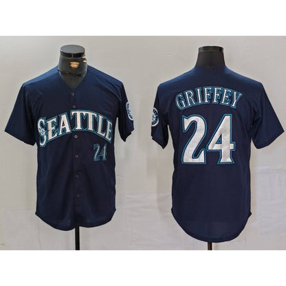 Seattle Mariners #24 Ken Griffey Jr Navy RONA Cool Base Stitched Jersey