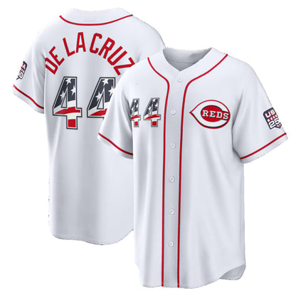 Cincinnati Reds #44 Elly De La Cruz USA 250 Fourth of July Home Stadium Jersey - White RONA