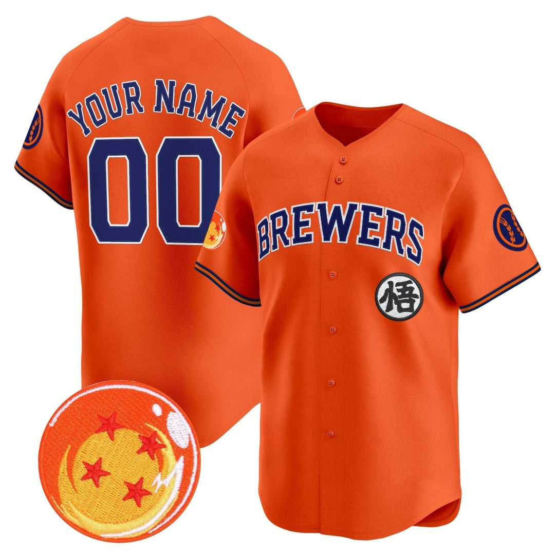 Custom Milwaukee Brewers x Dragon Ball Orange RONA Vapor Premier Limited Jersey - All Stitched