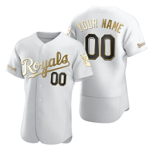 Custom Kansas City Royals White RONA Stitched Flex Base Golden Edition Jersey
