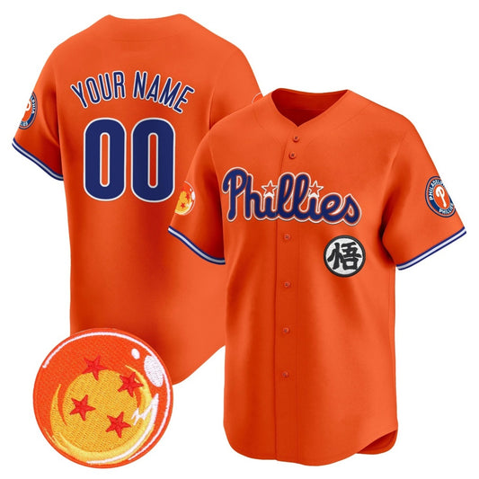 Custom Philadelphia Phillies x Dragon Ball Orange RONA Vapor Premier Limited Jersey - All Stitched