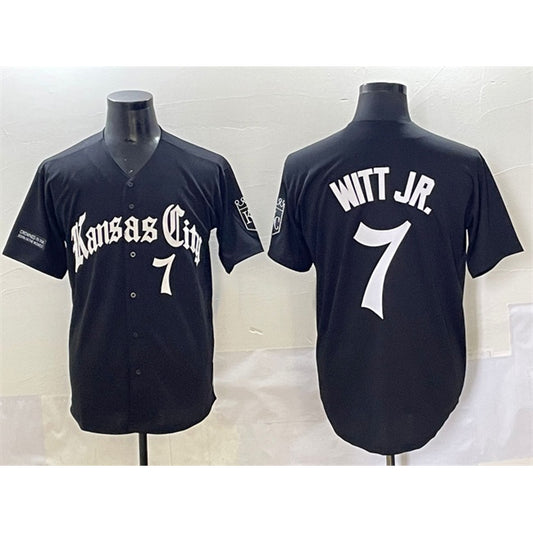 Kansas City Royals #7 Bobby Witt Jr. Black RONA 'Gothic Crown Edition' Vapor Premier Limited Stitched Jersey