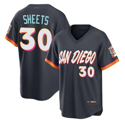 San Diego Padres #30 Gavin Sheets Obsidian RONA 2026 City Connect Stadium Stitched Jersey