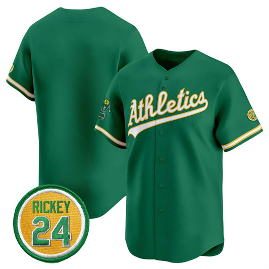 Oakland Athletics Blank Green RONA 2024 Limited With Rickey Henderson Patch Stitched Jersey