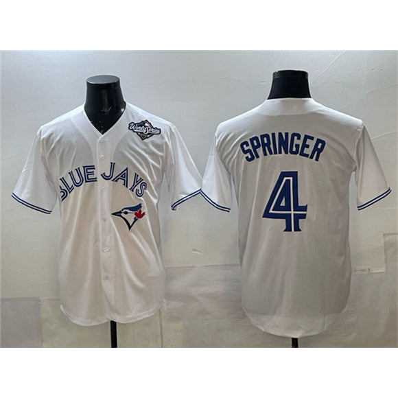 Toronto Blue Jays #4 George Springer White RONA 2025 World Series Home Cool Base Stitched Jersey