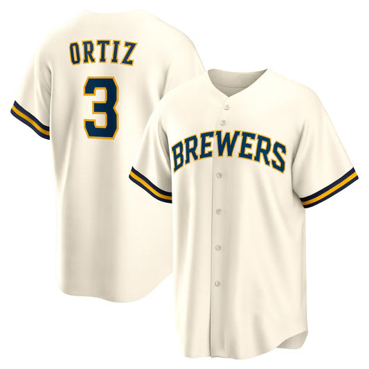 Milwaukee Brewers #3 Joey Ortiz White RONA Home Replica Jersey