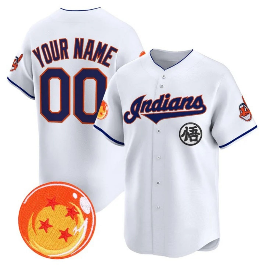 Custom Cleveland Indians x Dragon Ball White RONA Vapor Premier Limited Jersey - All Stitched