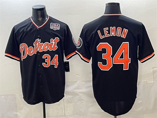 Detroit Tigers #34 Chet Lemon Black RONA 2026 Alternate USA 250' Patch Vapor Premier Limited Stitched Jersey