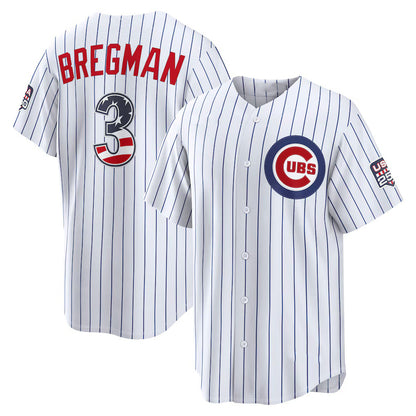 Chicago Cubs #3 Alex Bregman USA 250 Fourth of July Home Stadium Jersey - White RONA