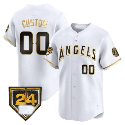 Custom Los Angeles Angels 2024 Spring Training Patch Vapor Premier Limited Jersey ¨C White Gold RONA