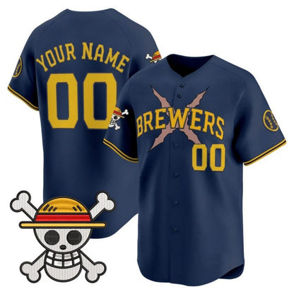 Custom Milwaukee Brewers x One Piece Navy RONA Vapor Premier Limited Jersey - Stitched