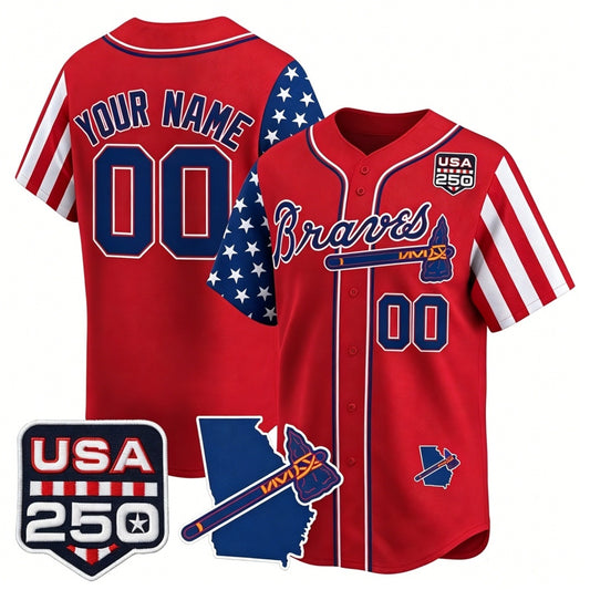 Custom Atlanta Braves America 250 Edition Vapor Premier Limited Red RONA Stitched Jerseys