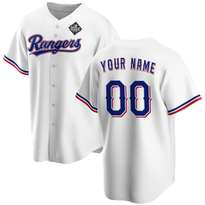 Custom Texas Rangers Active Player White RONA 2023 World Series Stitched Jersey