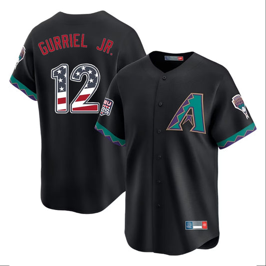 Arizona Diamondbacks #12 Lourdes Gurriel Jr Player Black RONA USA 250 Fourth of July Home Game Stitched Jerseys