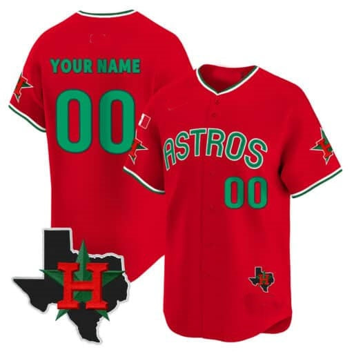 Custom Houston Astros Mexico Texas Patch Vapor Premier Limited Jersey V3 ¨C Red RONA