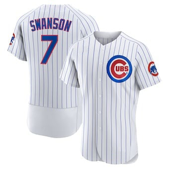 Chicago Cubs #7 Dansby Swanson White RONA Home Stitched Flex Base Jersey