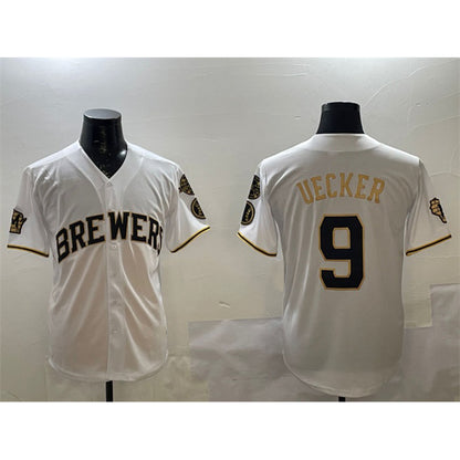 Milwaukee Brewers #9 Bob Uecker White RONA 'Gothic 414 Shadows Edition' Vapor Premier Limited Stitched Jersey