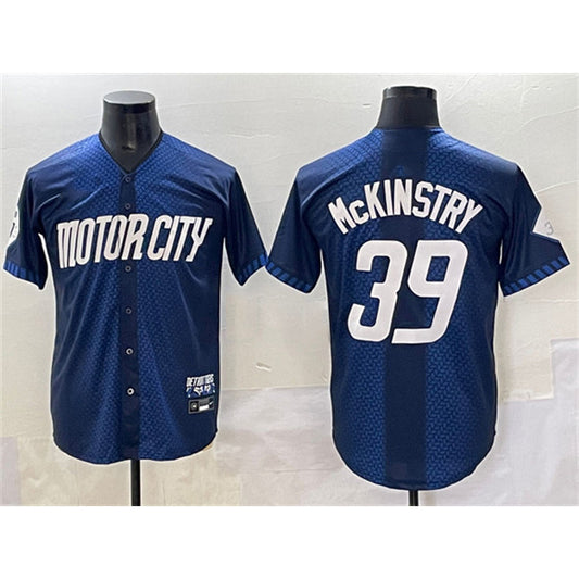 Detroit Tigers #39 Zach McKinstry 2024 Navy RONA City Connect Cool Base Limited Stitched Jersey