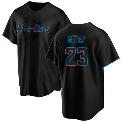 Miami Marlins #23 Max Meyer Black RONA Cool Base Stitched Jersey